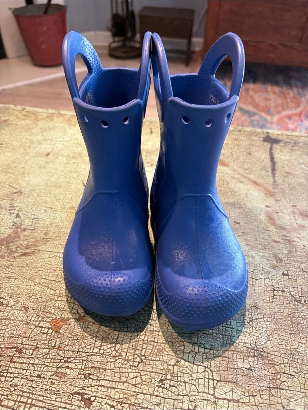 Crocs Handle It Rain Boots Kids C9 Blue Pull On Waterproof Boots